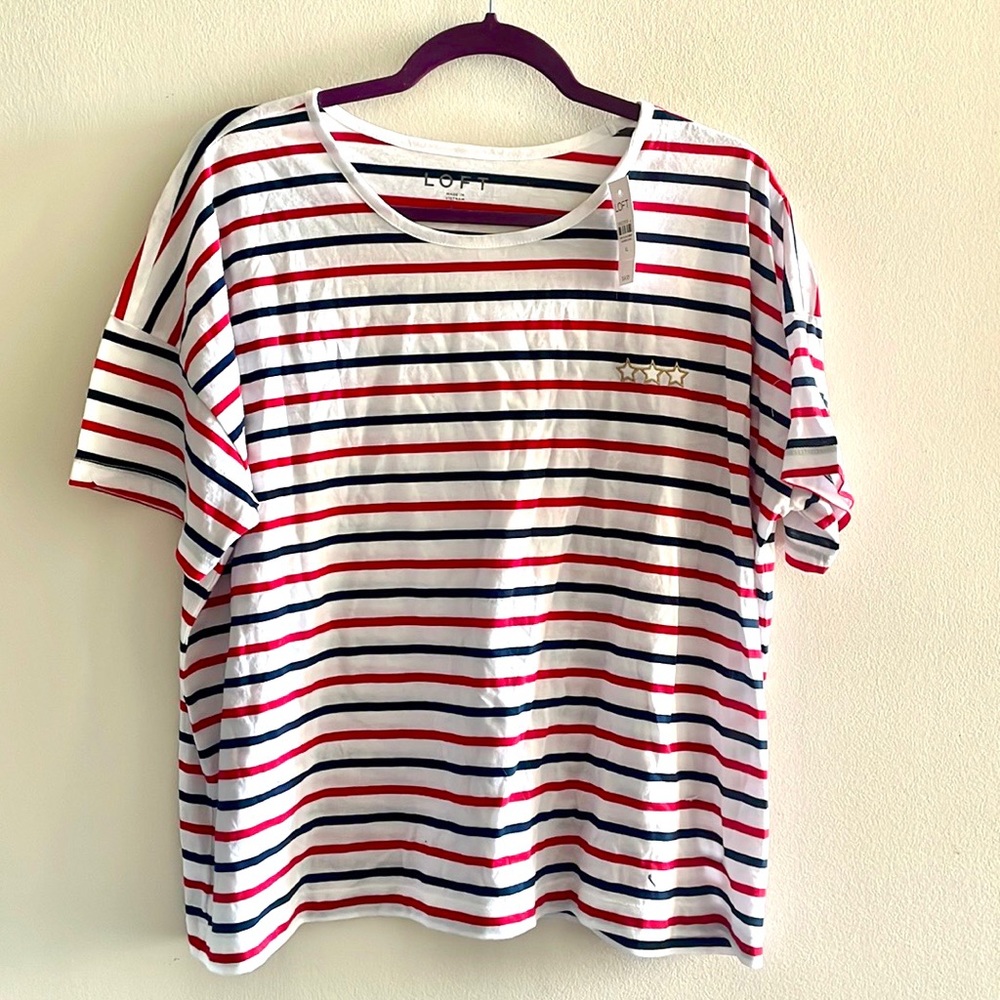 NWT LOFT Red, White, & Blue striped soft t-shirt